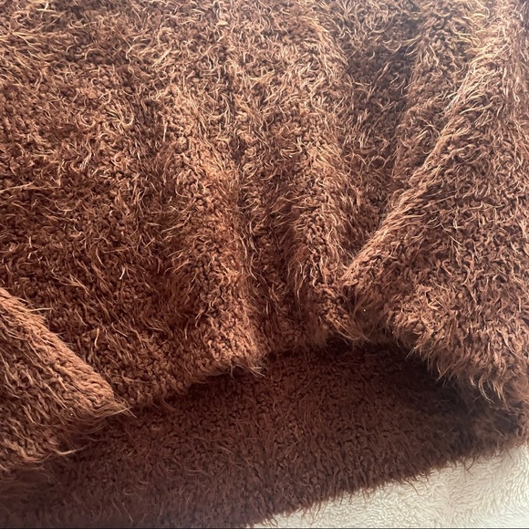 free people brown icing v pullover fuzzy sweater medium - Picture 3 of 5